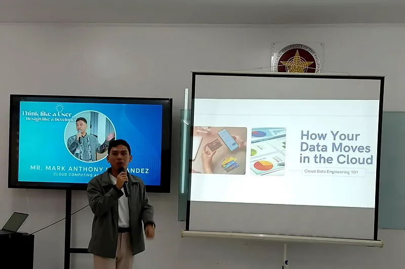 Anthony presenting a cloud data engineering talk to students at PUP.